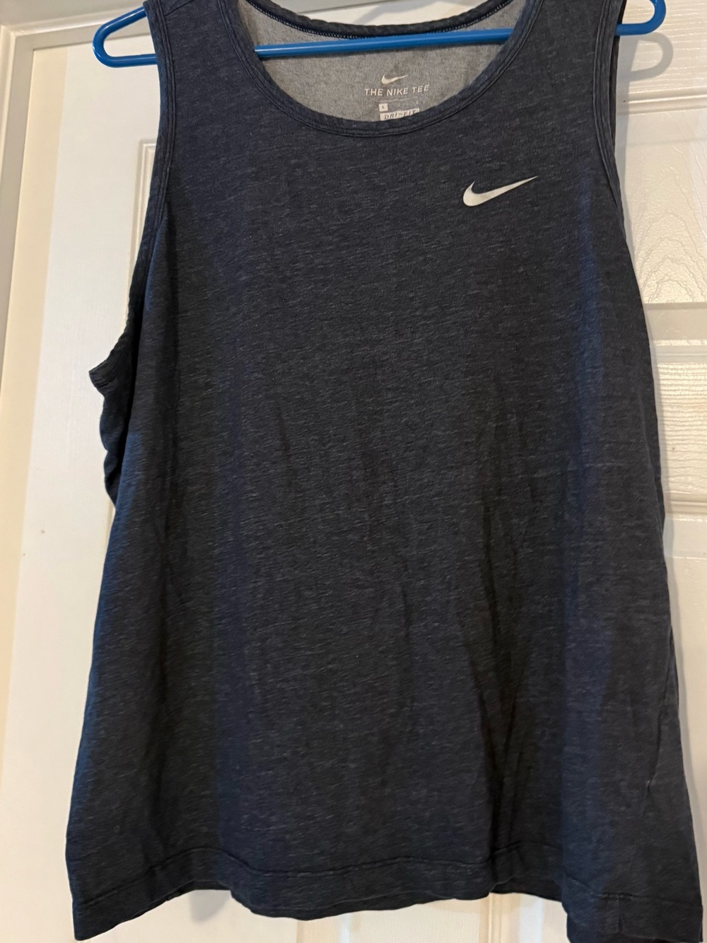 Nike Women's Navy Heather Athletic Tank Top with White Swoosh